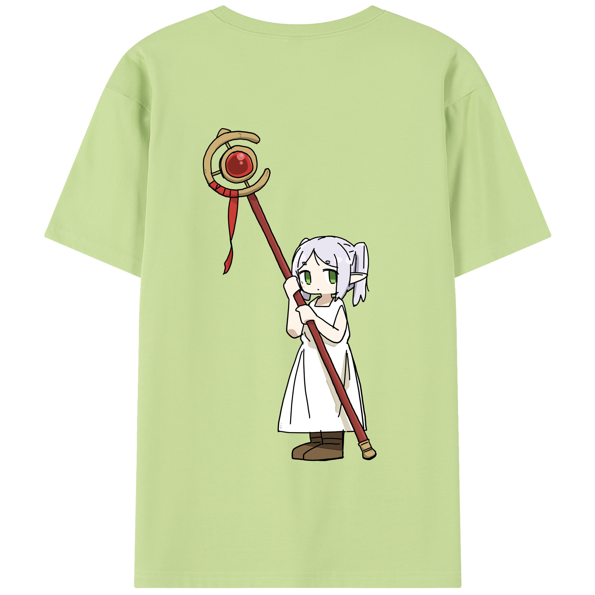 （画像用） 葬送のフリーレン Frieren 綿100％半袖Tシャツ（背面プリント）